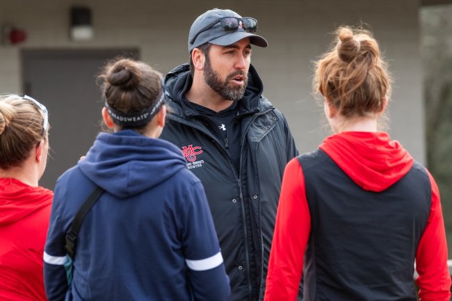 Rowing Coach Brian Ebke and 3 team members in March 2025