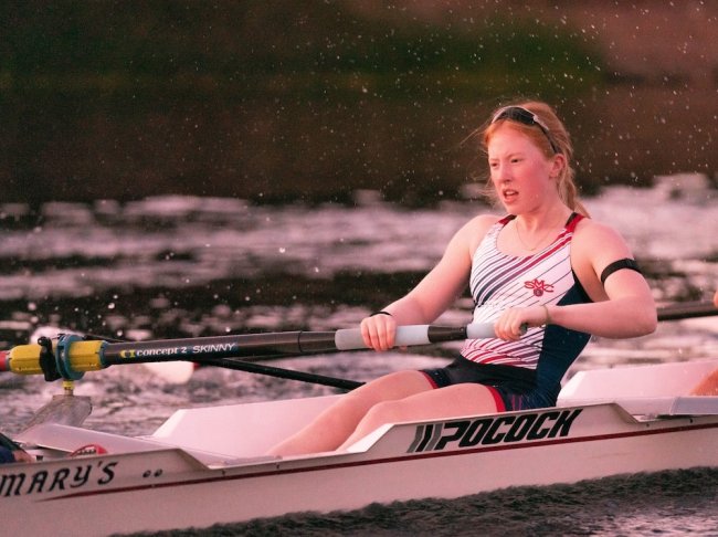 Kelly Nelson rowing in October 2024