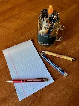 Pens and notepad