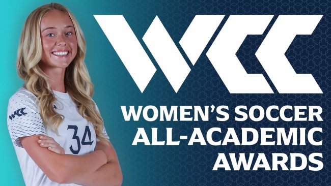 Soccer player Maddie Lucas and text WCC Women's Soccer All-Academic Awards