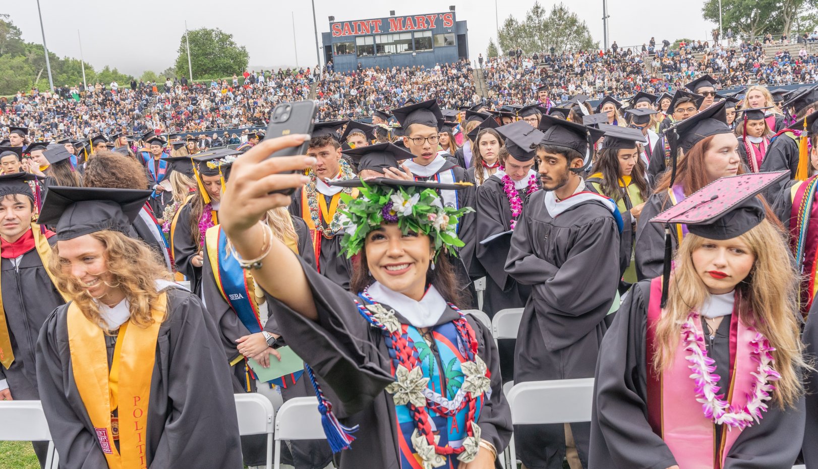 Grads taking selfies