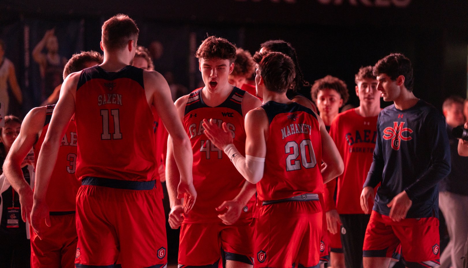 Men's basketball players at game vs. Gonzaga 2024