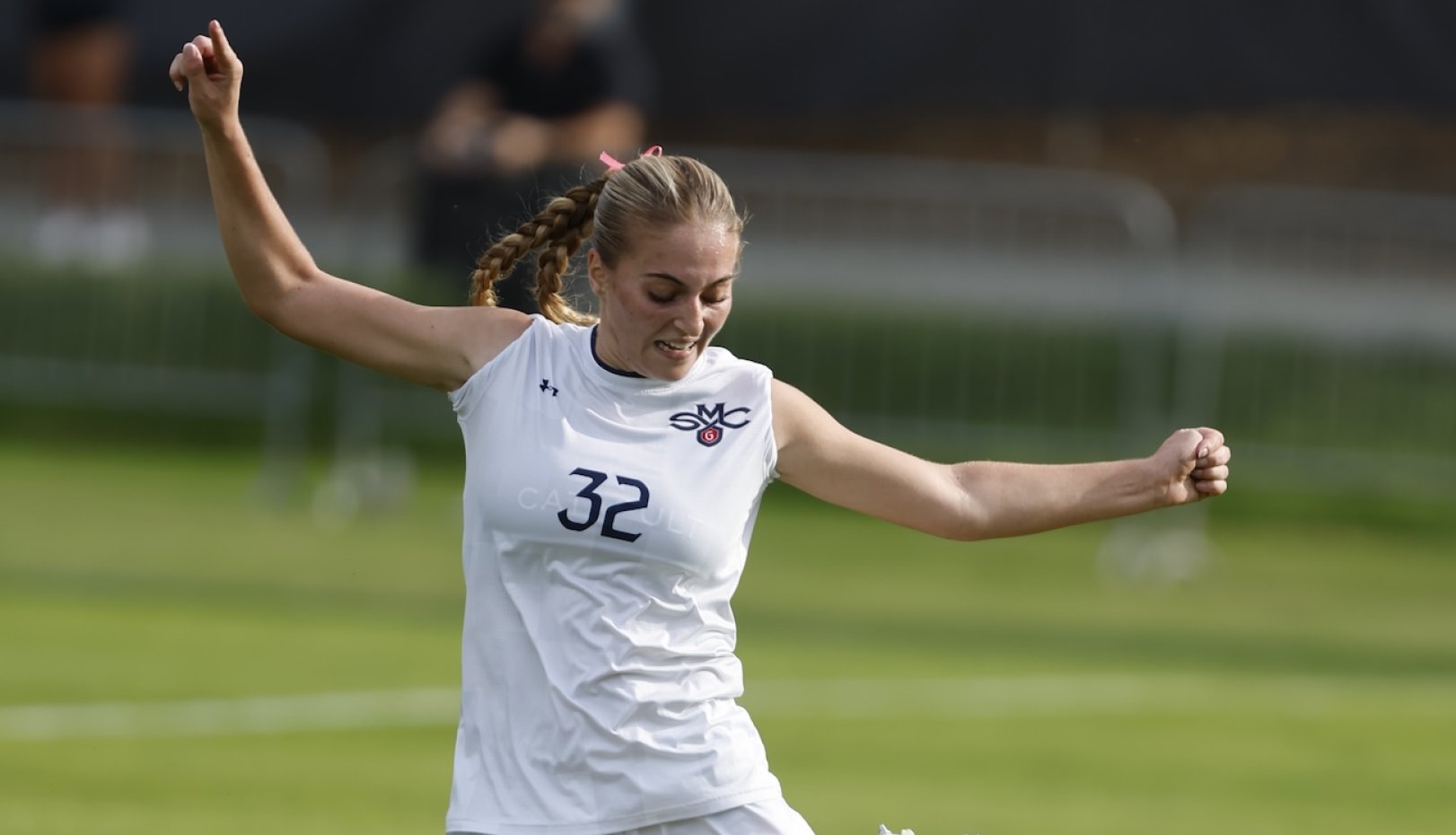 Women's soccer player strikes in match on October 2024