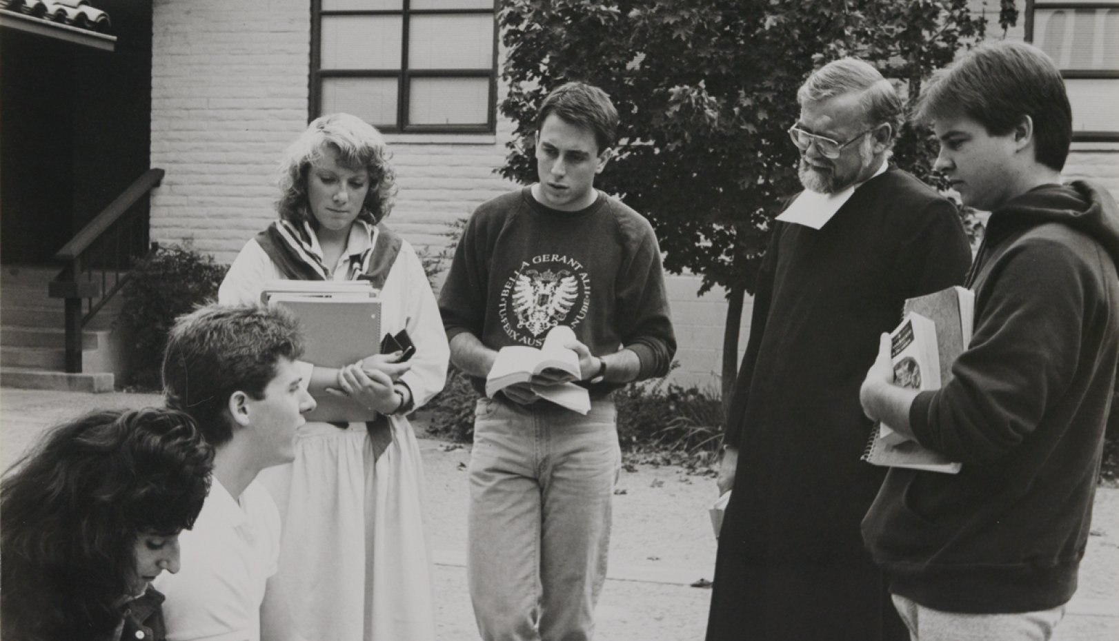 Br Ron in 1987 with students