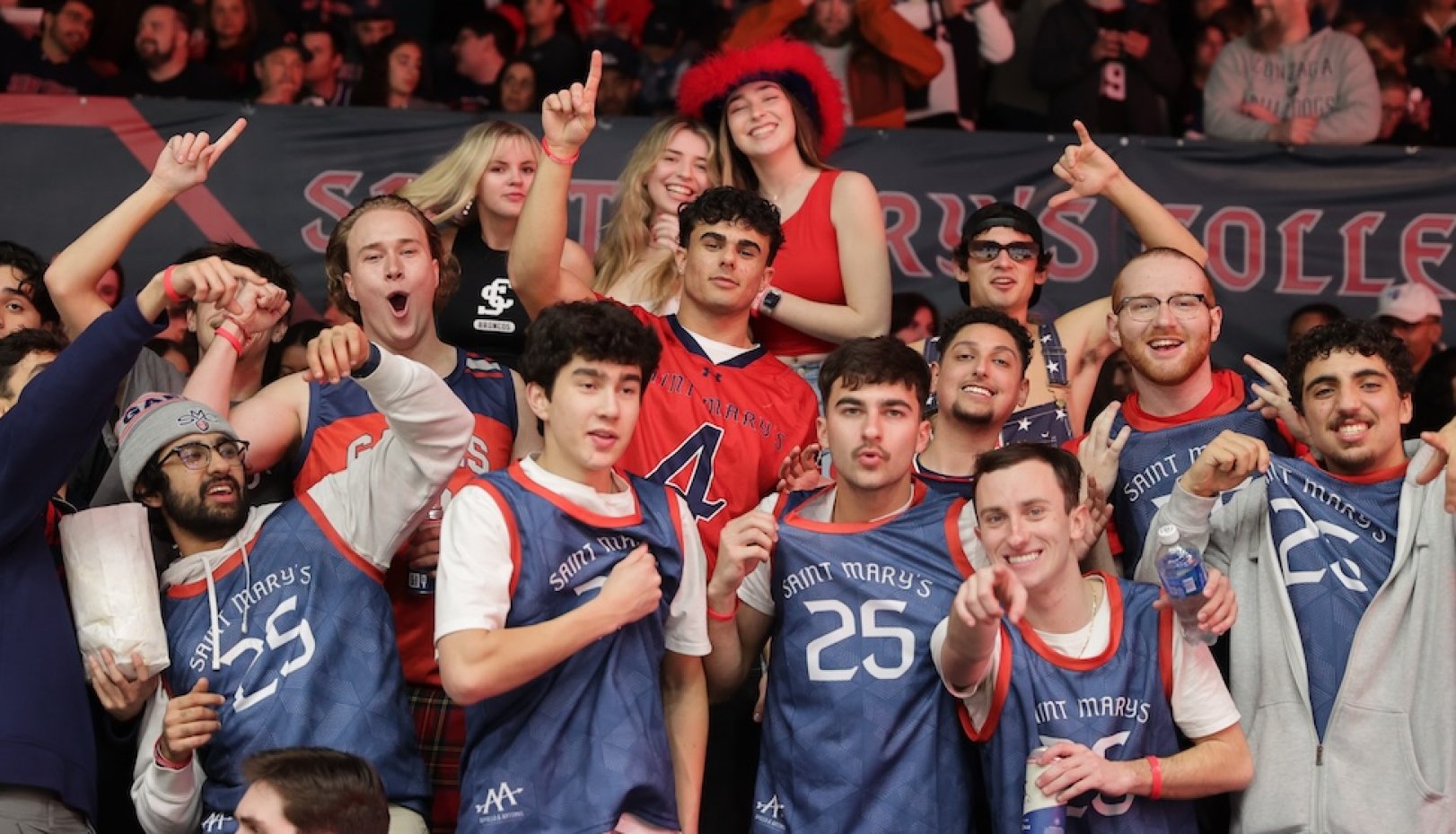 Students cheer at SMC vs Gonzaga game