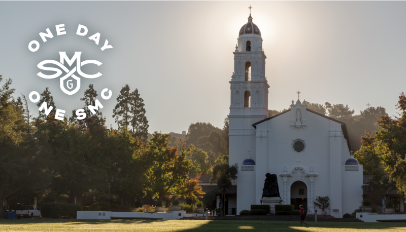 Saint Mary's Chapel with the words One Day One SMC and the SMC logo