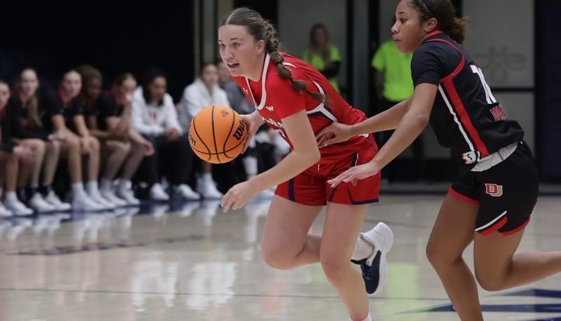 SMC's Maia Jones driving down court