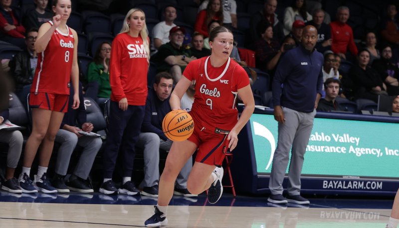 Women's Basketball player Maia Jones drives against Denver in November 2024