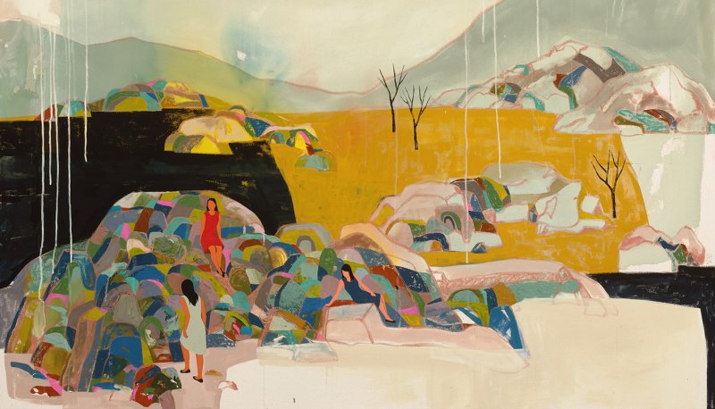 Close-up of painting 'Atacama 1' by Seonna Hong