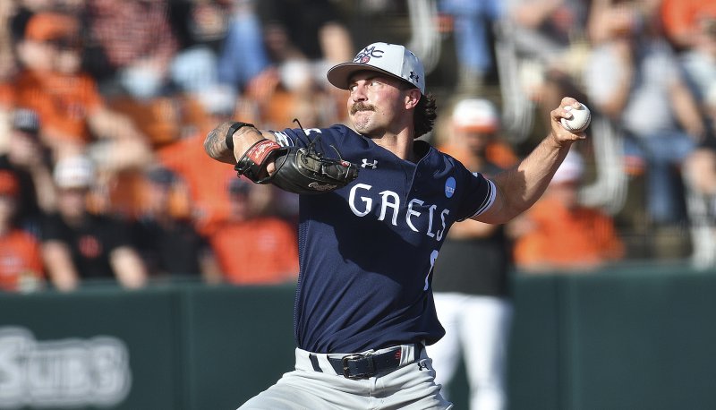 Baseball Pitcher Dylan Delvecchio throws against OSU in NCAA Tournament, May 2025