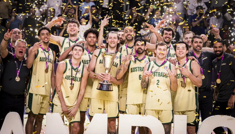 Australian national basketball team celebrates winning FIBA Asia Cup in 2025