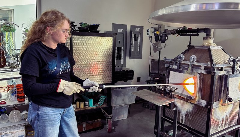Experiencing the heat firsthand while working at the furnace in the Mare Island hot shop