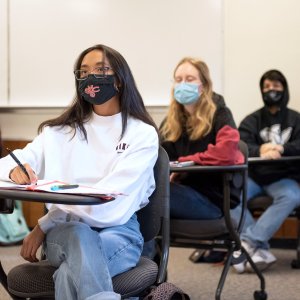 Student listens during an indoor class