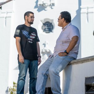 Students speak on campus steps