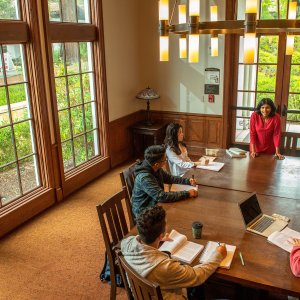 Students listen during class