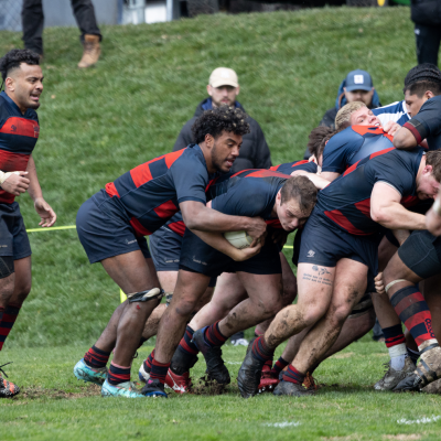Joshua Allan secures the ball while the Gaels push to the try zone.