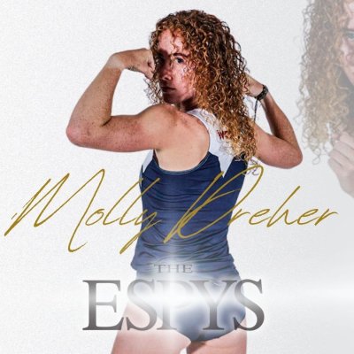 Runner Molly Dreher with text: Molly Dreher, The ESPYS, Billie Jean King Youth Leadership Award Honoree
