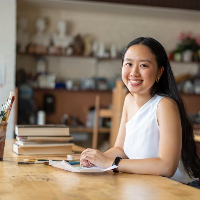 Gabrielle Ly in the SMC Art Studio