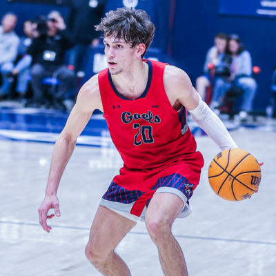 Basketball player Aidan Mahaney and words Basketball Hall of Fame: Jerry West Shooting Guard of the Year Preseason Watchlist