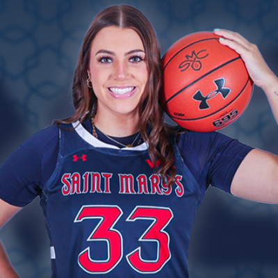 Women's basketball player Ali Bamberger and text ALL ACADEMIC HONORS