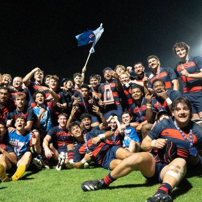 SMC Men's Rugby Team in group photo celebration 2024 National Championship