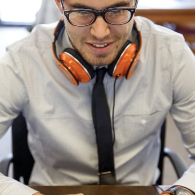 Student studying in the library