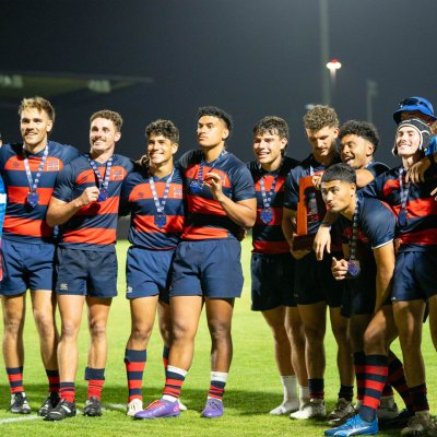 Saint Mary's rugby team celebrating after winning 2024 Rugby National Championship