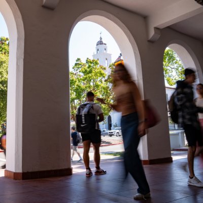 Saint Mary's Arcade with students walking in August 2024