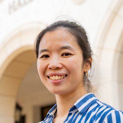 Amy Chu outside Brousseau Hall