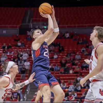 Men's Basketball player Paulius Murauskas shoots against Utah in December 2024