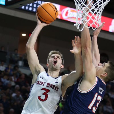 Augustas Marciulionis shoots against Pepperdine on March 11, 2025