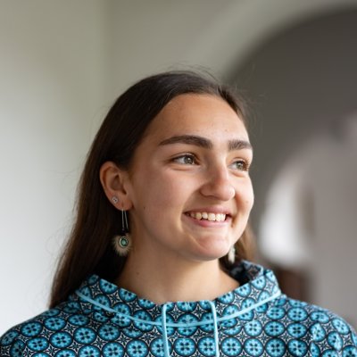 Amaya Simoni-Walters '25 in the hallways of Saint Mary's