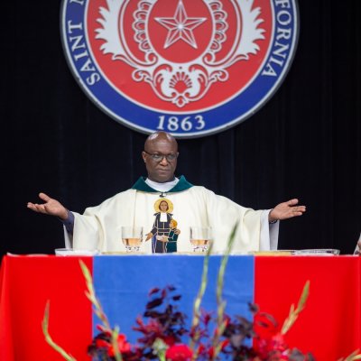SMC Chaplain Father Kwame at 2025 Commencement Liturgy