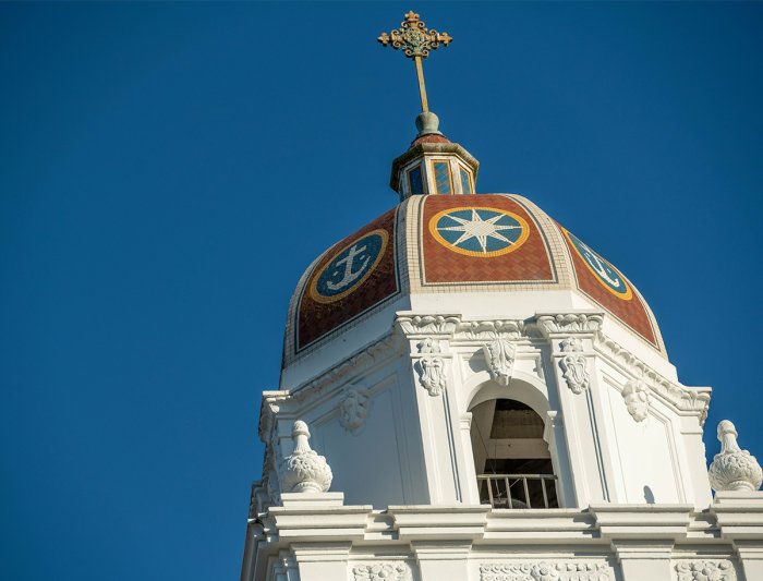 Campus steeple on a sunny day