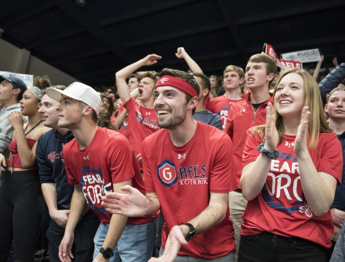 gael force cheering at mens basketball game