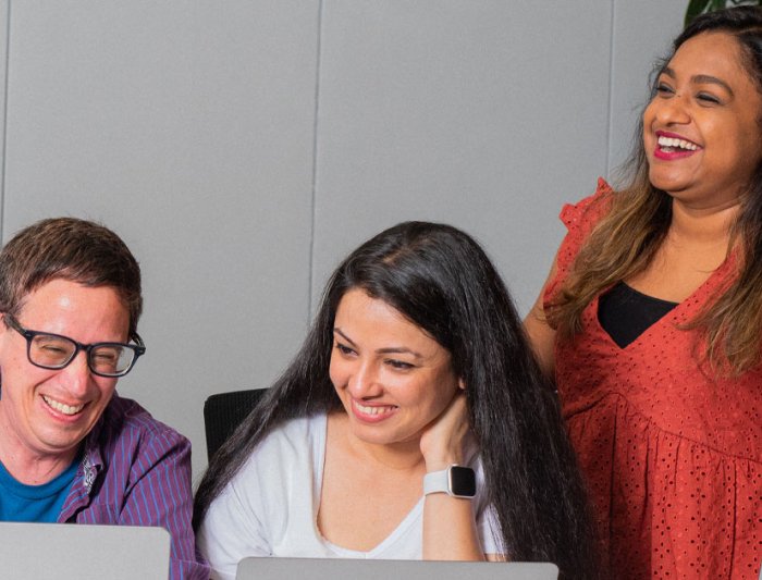 MS Business Analytics students enjoying team projects