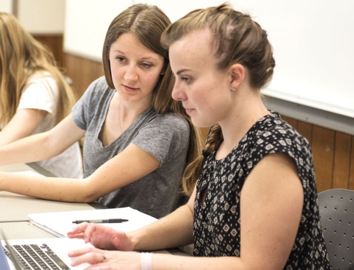 MS Management and Technology Students working on projects