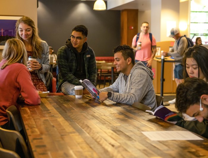 Students hanging out in Cafe Louis