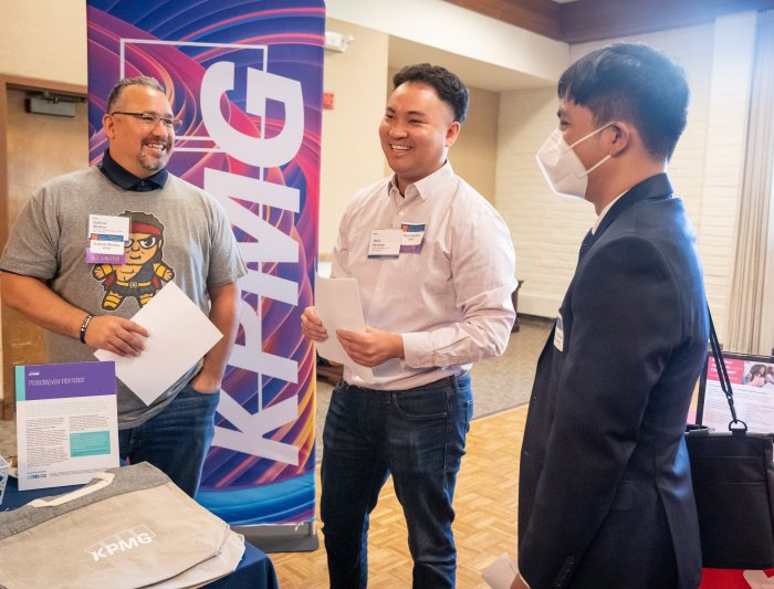 management and leadership minor students meet the firms