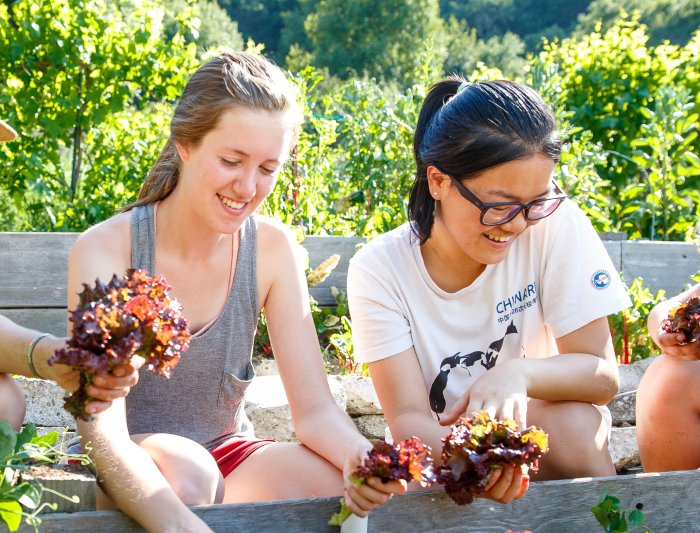 Saint Mary's College Economics Degree Students in the Legacy Garden