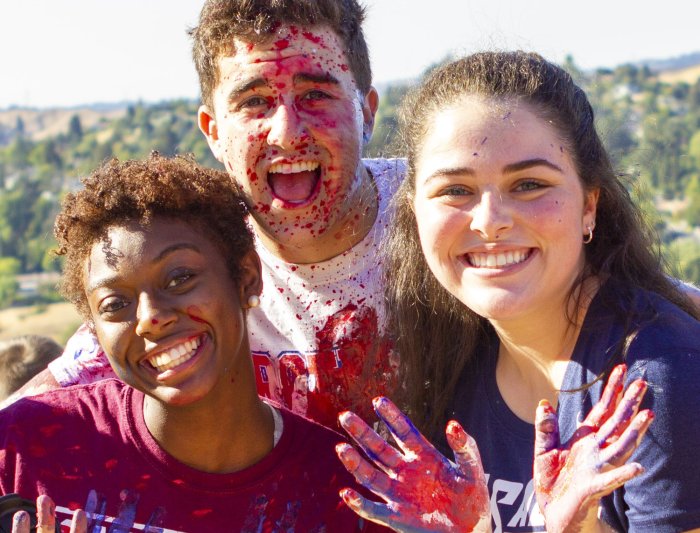 Saint Mary's accounting degree students having fun on Campus