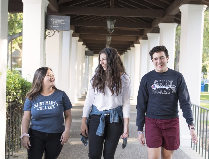 Saint Mary's SEBA Students walking around on campus