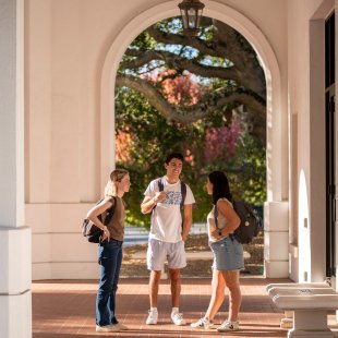 Students talking together on campus