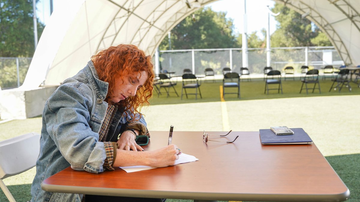 student works oduring an outdoor class