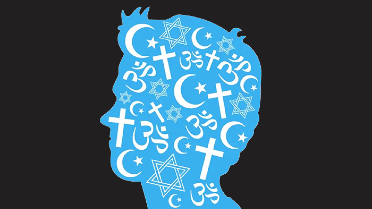 facial profile filled blue, outlined in black