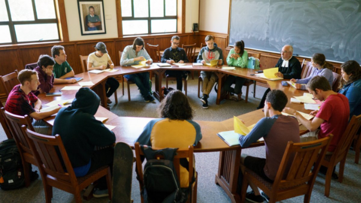 Classroom discussion on a round table
