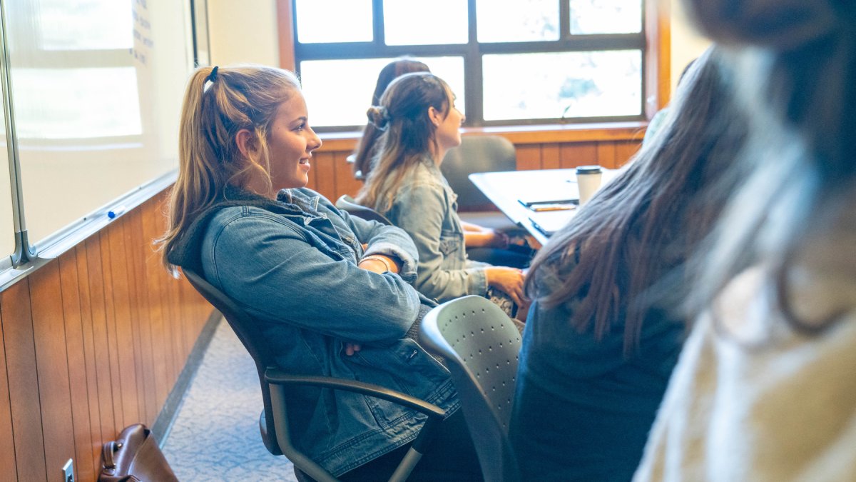 Saint Mary's Entrepreneurship Student in Classroom
