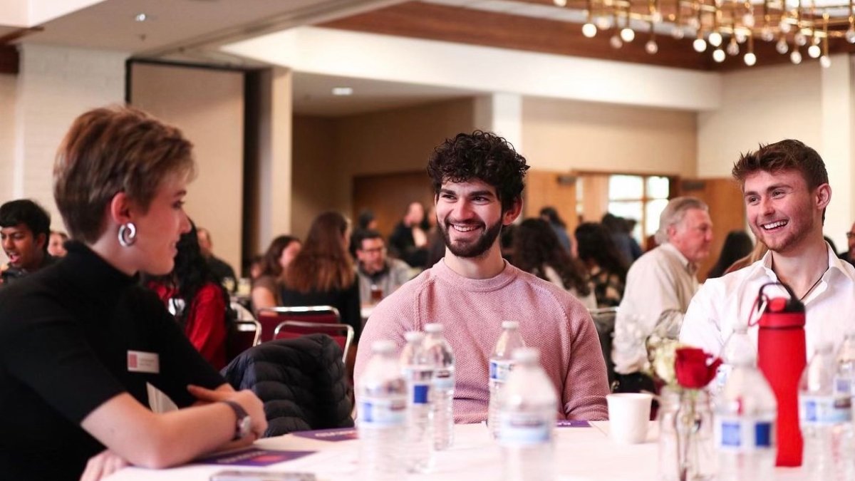 Honors Students at a table in Soda Center