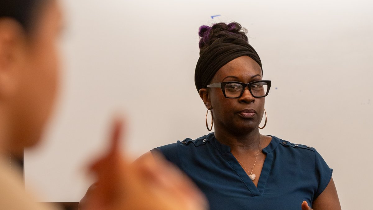 Dr. Talia Moore in a classroom