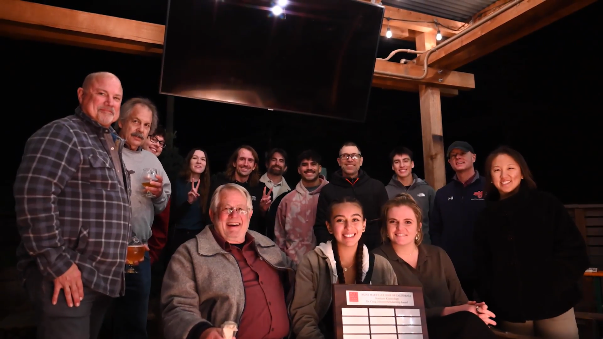 The MA in Kinesiology crew at Saint Mary's celebrating with drinks at the Canyon Club Brewery in Moraga.